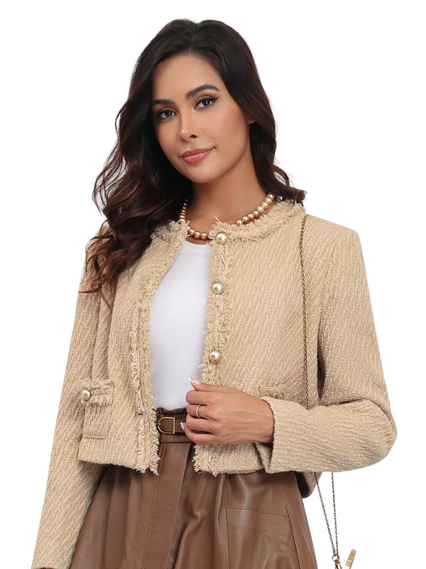 M.Infisavo Minerva Cropped Tweed Blazer