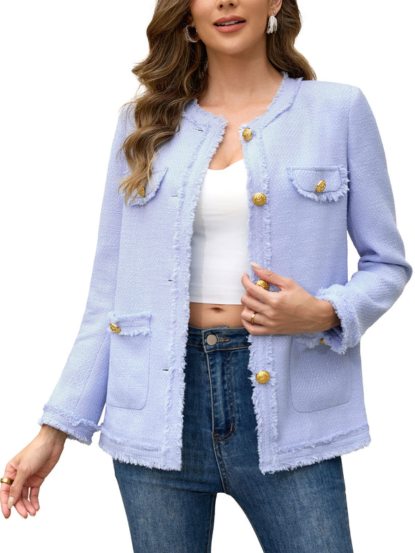 M.Infisavo Tweed Blazer Jackets with Pockets #MFB016
