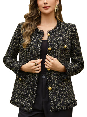 M.Infisavo Tweed Blazer Jackets with Pockets #MFB016