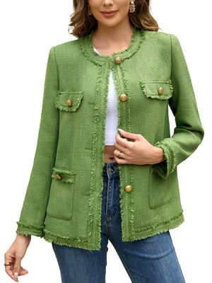 M.Infisavo Tweed Blazer Jackets with Pockets #MFB016