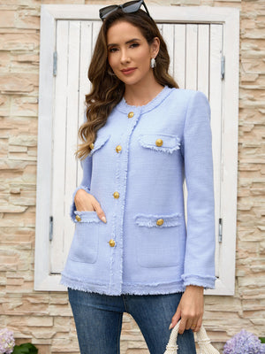 M.Infisavo Tweed Blazer Jackets with Pockets #MFB016