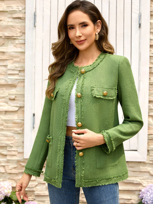M.Infisavo Tweed Blazer Jackets with Pockets #MFB016