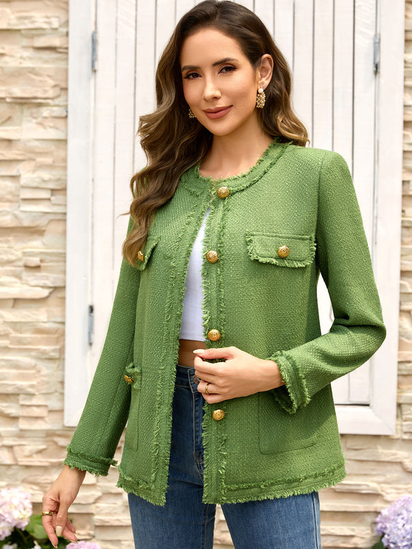 M.Infisavo Tweed Blazer Jackets with Pockets #MFB016