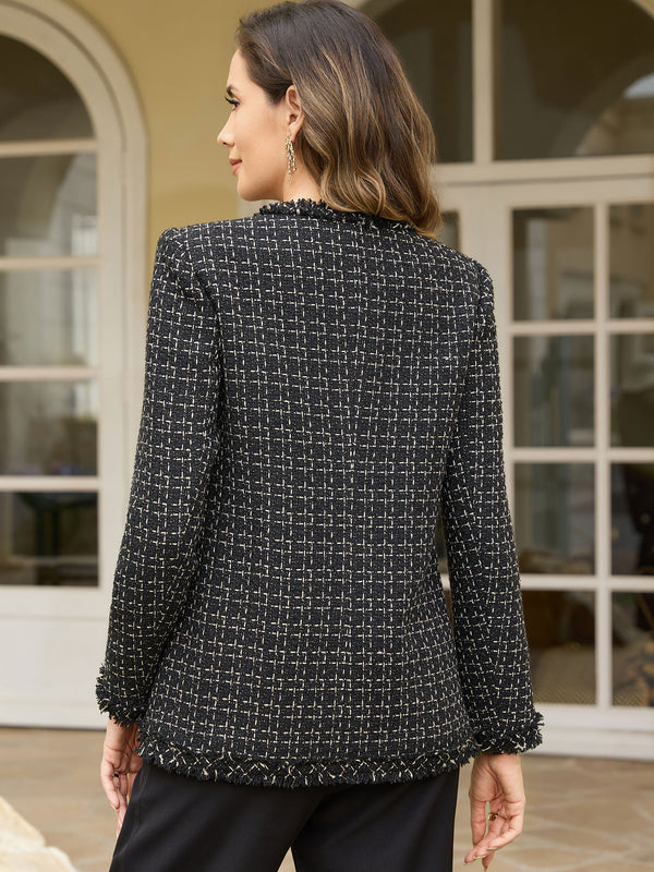 M.Infisavo Tweed Blazer Jackets with Pockets #MFB016