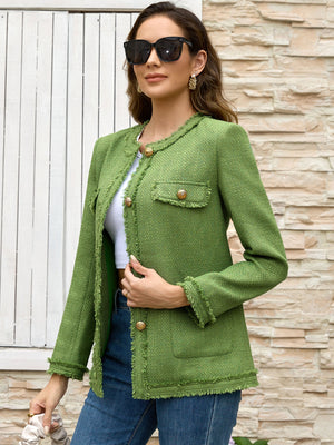 M.Infisavo Tweed Blazer Jackets with Pockets #MFB016
