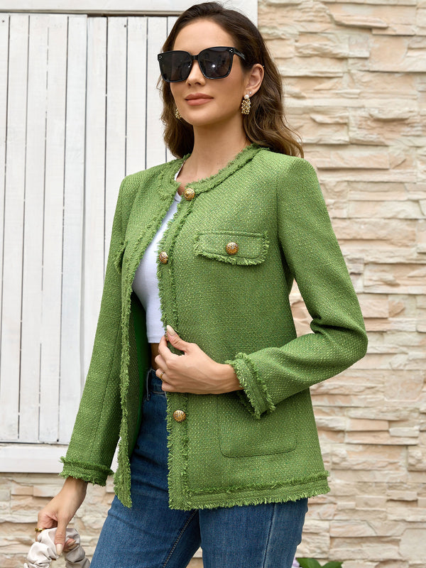 M.Infisavo Tweed Blazer Jackets with Pockets #MFB016