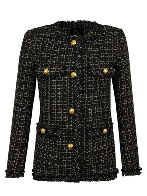 M.Infisavo Tweed Blazer Jackets with Pockets #MFB016
