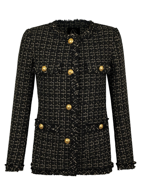 M.Infisavo Tweed Blazer Jackets with Pockets #MFB016