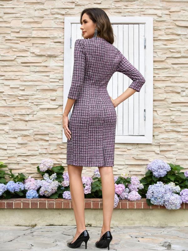 M.Infisavo Sheath Dresses for Women Notch V Neck 3/4 Sleeves #MFD010