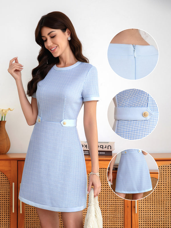 M.Infisavo Womens A Line Dress Short Sleeve Crew Neck #MFD022