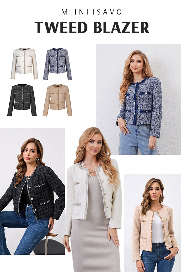 M.Infisavo Galatea Long Sleeves Tweed Blazer #MFB003