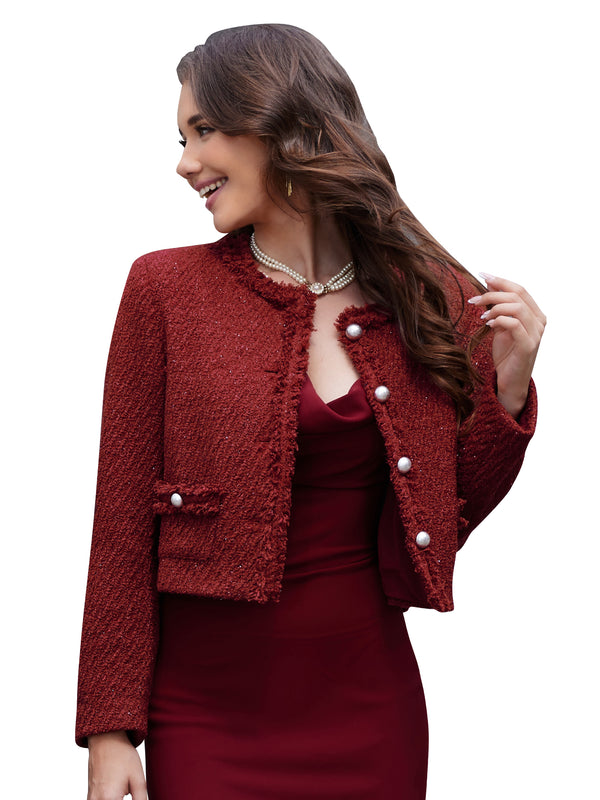 M.Infisavo Minerva Cropped Tweed Blazer