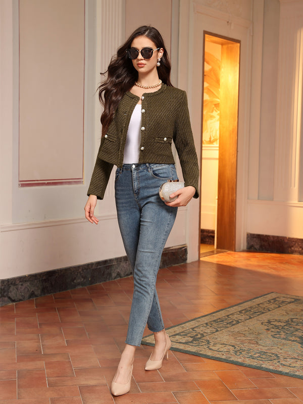 M.Infisavo Minerva Cropped Tweed Blazer
