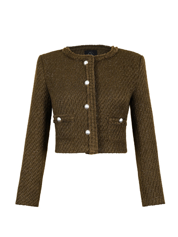 M.Infisavo Minerva Cropped Tweed Blazer