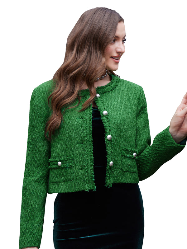 M.Infisavo Minerva Cropped Tweed Blazer