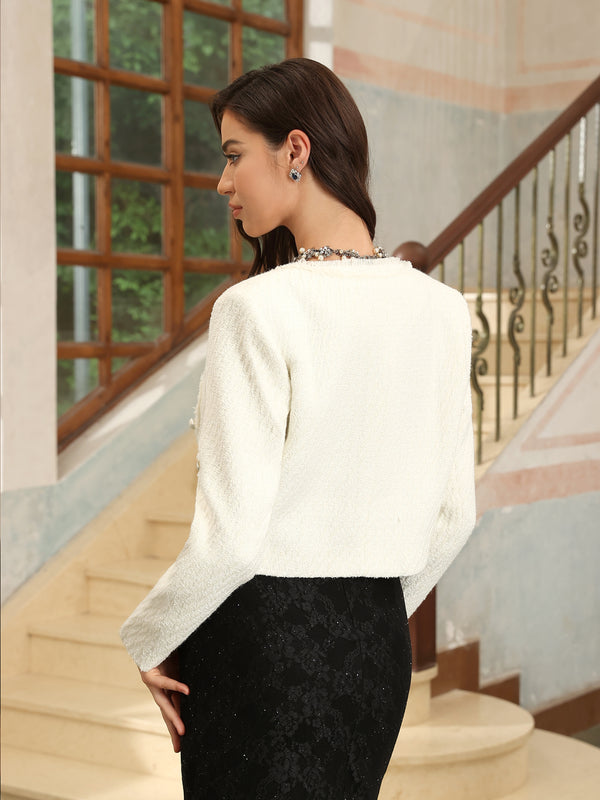 M.Infisavo Minerva Cropped Tweed Blazer