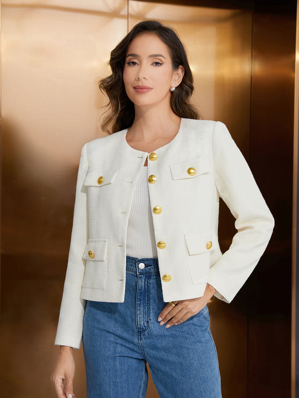 M.Infisavo Minerva Tweed Long Sleeves Blazer