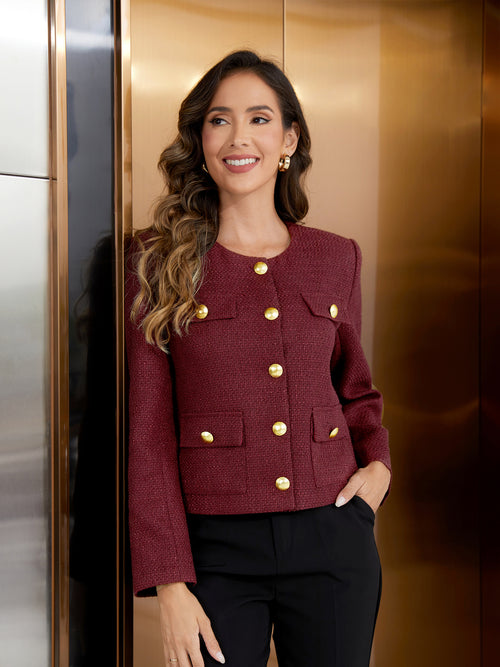 M.Infisavo Minerva Tweed Long Sleeves Blazer