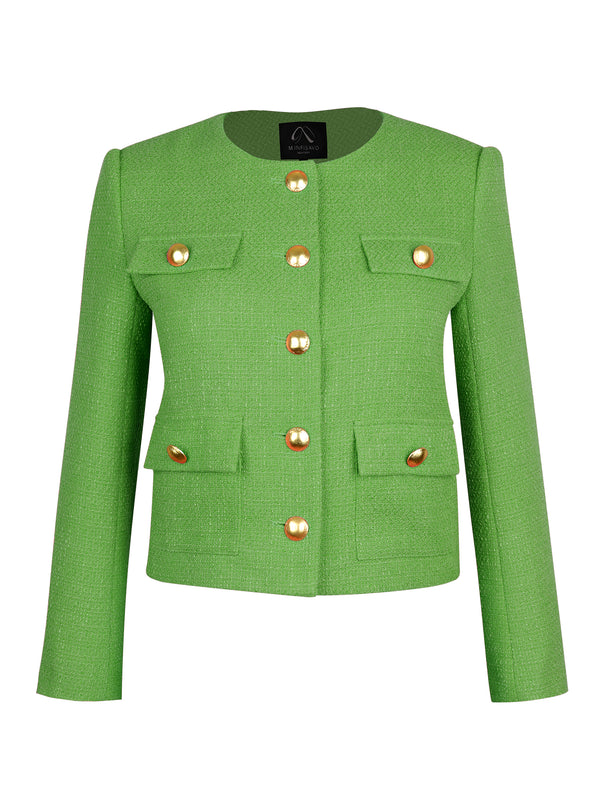 M.Infisavo Minerva Tweed Long Sleeves Blazer #MFB007