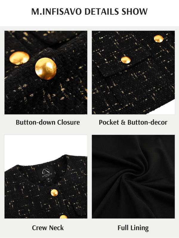 M.Infisavo Minerva Tweed Long Sleeves Blazer #MFB007