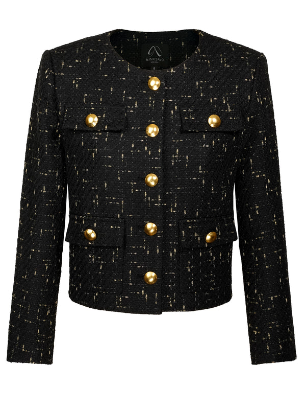 M.Infisavo Minerva Tweed Long Sleeves Blazer #MFB007