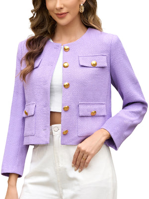 M.Infisavo Minerva Tweed Long Sleeves Blazer #MFB007