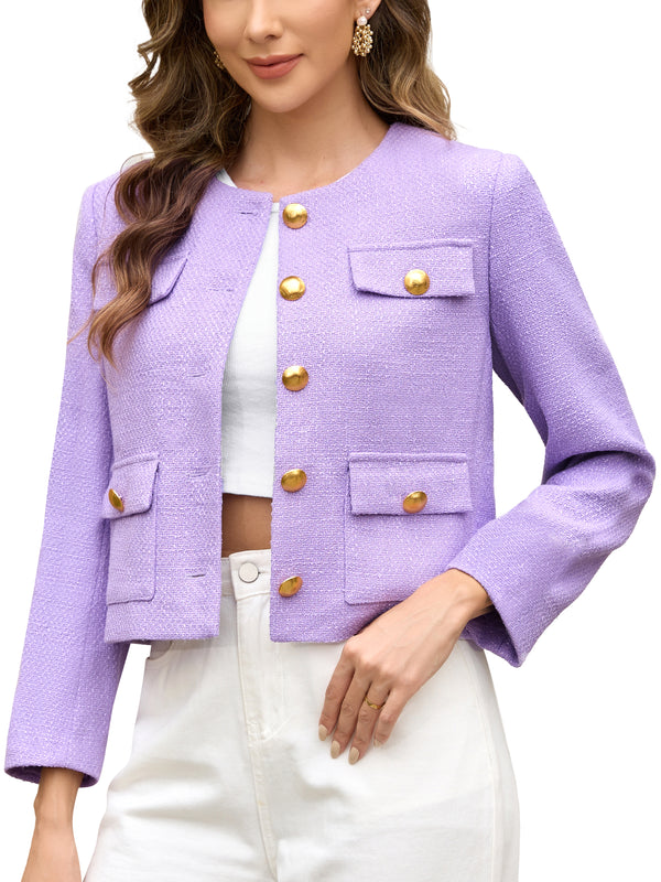 M.Infisavo Minerva Tweed Long Sleeves Blazer #MFB007