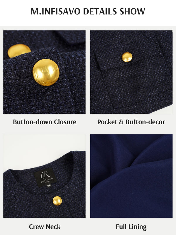 M.Infisavo Minerva Tweed Long Sleeves Blazer #MFB007