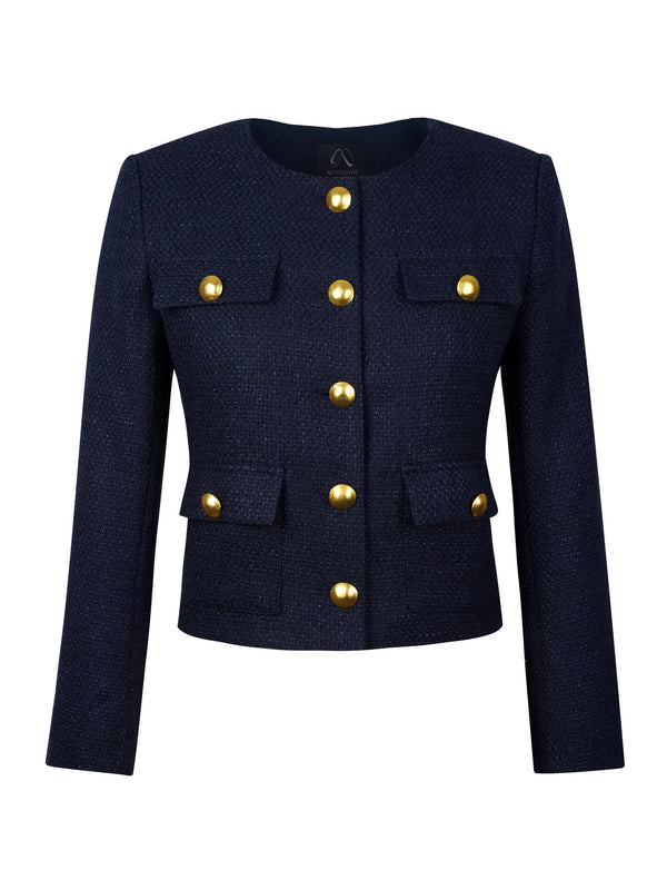 M.Infisavo Minerva Tweed Long Sleeves Blazer #MFB007