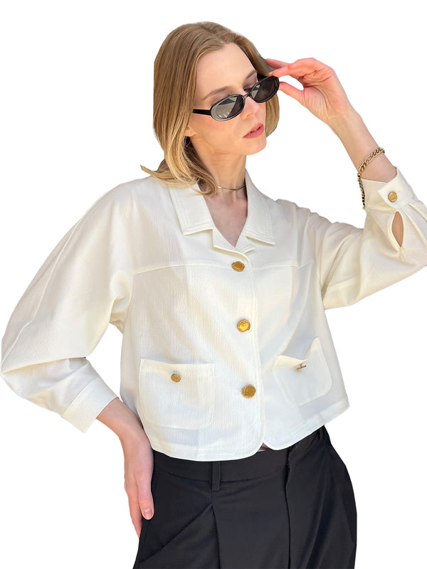 M.Infisavo Möbius Vintage Long Sleeves Cropped Blazer