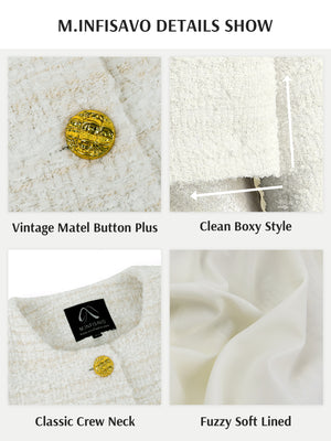 M.Infisavo Cropped Tweed Blazer Woolen Boucle Jackets