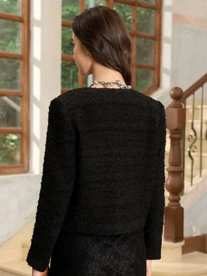 M.Infisavo Cropped Tweed Blazer Woolen Boucle Jackets
