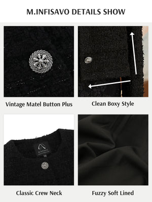 M.Infisavo Cropped Tweed Blazer Woolen Boucle Jackets