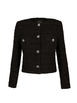 M.Infisavo Cropped Tweed Blazer Woolen Boucle Jackets