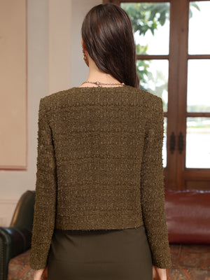 M.Infisavo Cropped Tweed Blazer Woolen Boucle Jackets