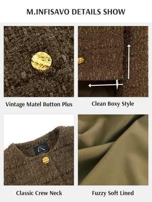 M.Infisavo Cropped Tweed Blazer Woolen Boucle Jackets