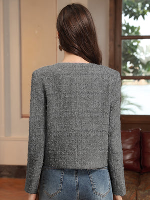 M.Infisavo Cropped Tweed Blazer Woolen Boucle Jackets