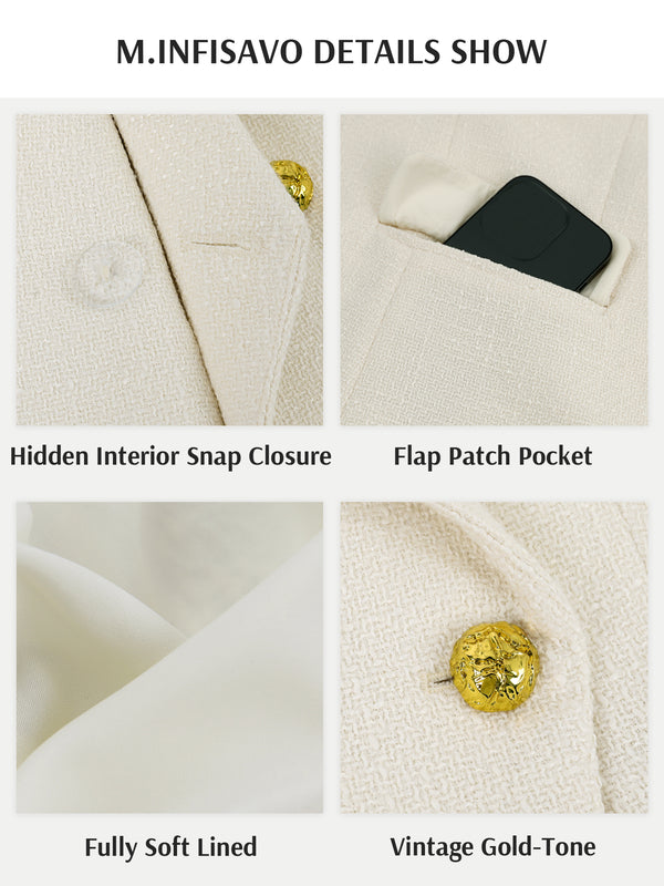M.Infisavo Double Breasted Blazer Peaked Lapels Office Suit Jacket Blazer