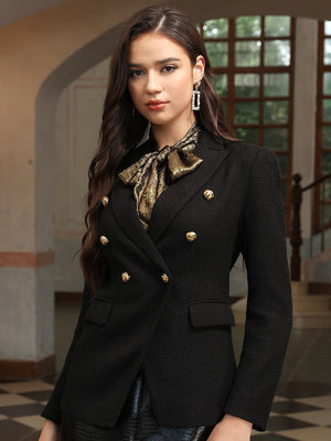 M.Infisavo Double Breasted Blazer Peaked Lapels Office Suit Jacket Blazer