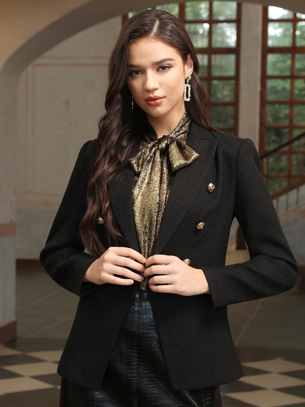 M.Infisavo Double Breasted Blazer Peaked Lapels Office Suit Jacket Blazer