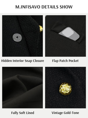 M.Infisavo Double Breasted Blazer Peaked Lapels Office Suit Jacket Blazer