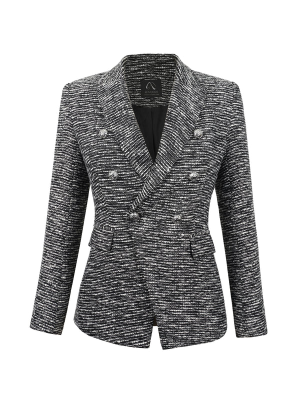 M.Infisavo Double Breasted Blazer Peaked Lapels Office Suit Jacket Blazer