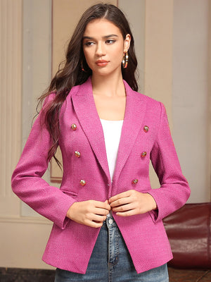 M.Infisavo Double Breasted Blazer Peaked Lapels Office Suit Jacket Blazer