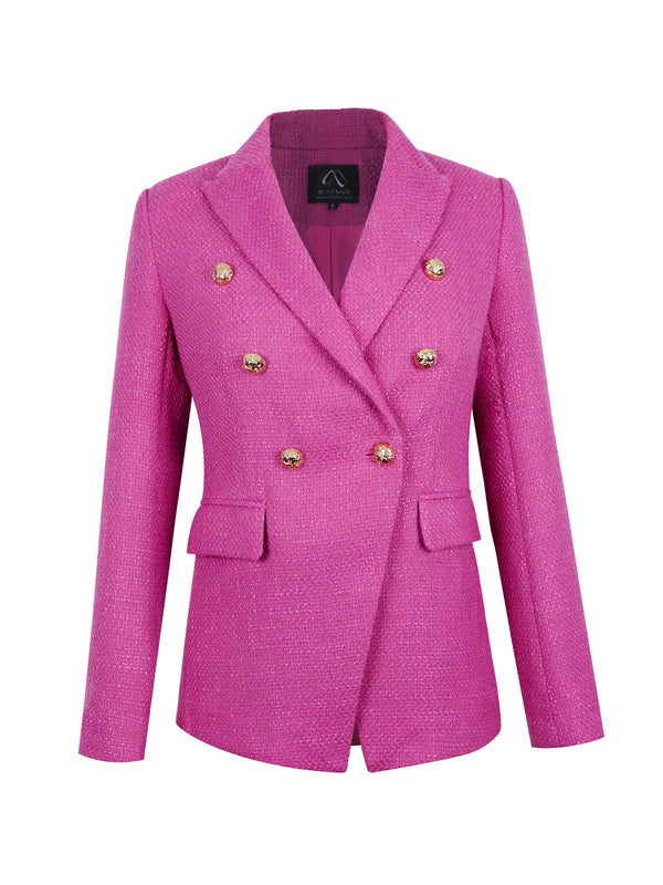 M.Infisavo Double Breasted Blazer Peaked Lapels Office Suit Jacket Blazer