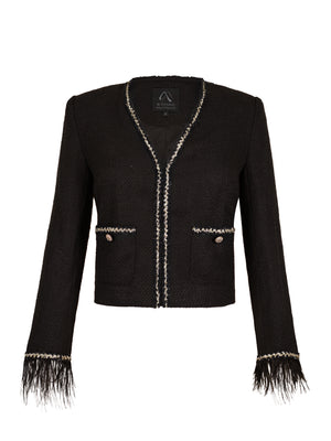 M.Infisavo Tweed Blazers Cropped Jacket with Pocket