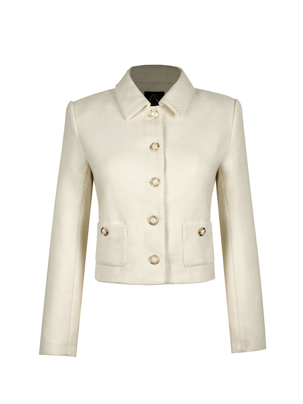 M.Infisavo Tweed Jackets Cropped Blazers with Pockets