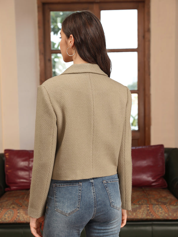 M.Infisavo Tweed Jackets Cropped Blazers with Pockets