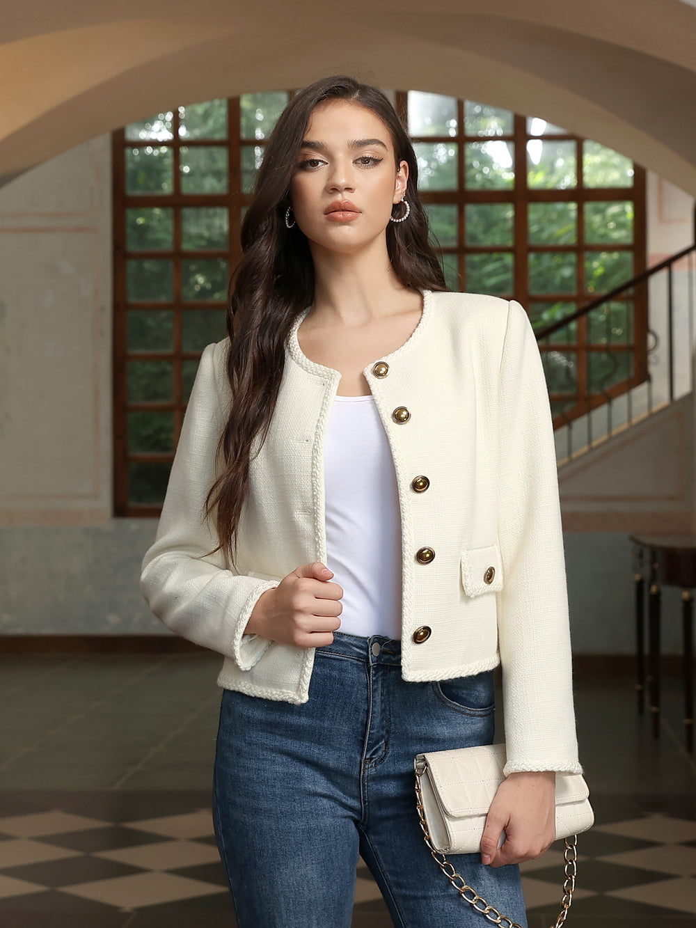 M.Infisavo Cropped Jackets with Pockets Vintage Blazer