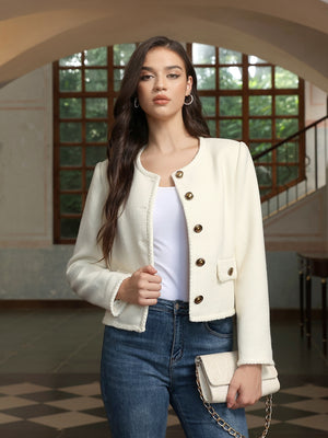 M.Infisavo Cropped Jackets with Pockets Vintage Blazer