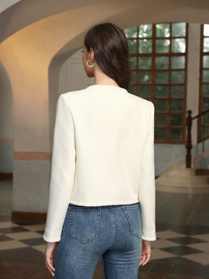 M.Infisavo Cropped Jackets with Pockets Vintage Blazer